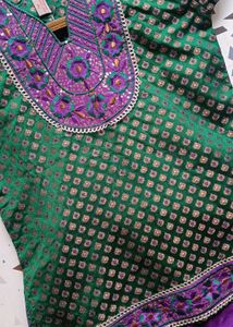 Green &amp; Purple Ethnic Lehenga Choli Set