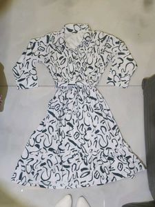 Stylish Abstract Print Midi Dress