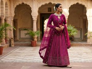 Stunning wine Siqvenc Embroidered Lehenga Choli
