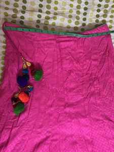 Pink Embroidered Lehenga Choli with Green Dupatta