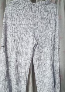 White & Grey Printed Palazzo Pants