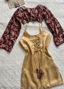 y2k banarsi silk corset 2 in one kurti