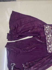 Embroidered Purple Silk sharara