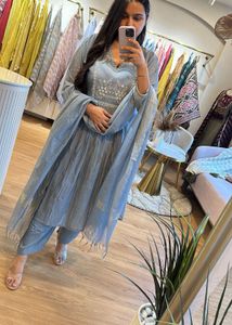 Elegant Grey Kurta Set with Dupatta