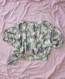 Floral Print Tie-Front Blouse