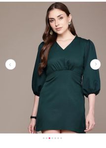 Elegant V-Neck Puff Sleeve Dress