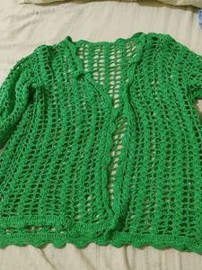 Green Crochet Cardigan