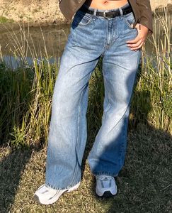 Classic Light Wash Wide Leg Jeans