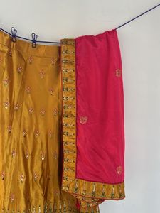 Embroidered Mustard Silk Lehenga -3 pc