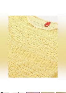 COTTINFABTextured Round Neck Top with Lace Detail