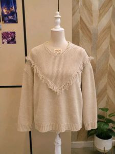 Cozy Cream Fringe Sweater