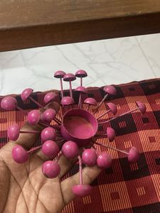 Decorative Pink Metal Flower Tealight Holder