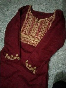 red long kurti with dupatta and trouser