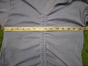Ruched V-Neck Long Sleeve Top
