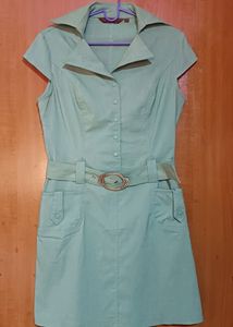 Knee Length Smart Casual Dress For Girls With Belt