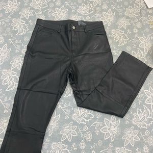 H&amp;M Black Faux Leather Straight Fit Pants