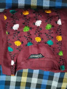 Embroidery Feeding Maroon Kurti