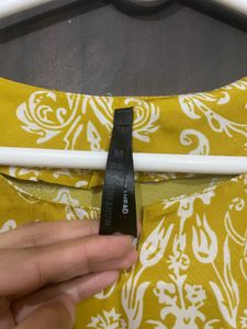 Yellow Kurta with White Print