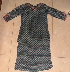 Green Printed Kurta