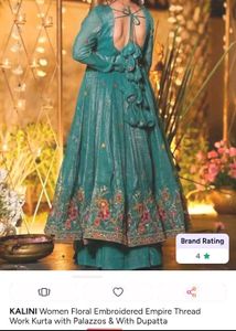 Embroidered Teal Kurta Set with Palazzo &amp; Dupatta