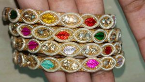 Exquisite Multi-Color Stone Bangles