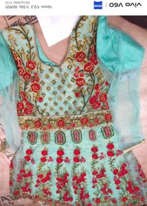 Embroidered umbrella and garara Set