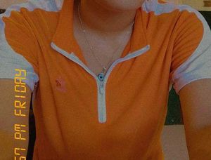 Orange Collared Zip-Up Top