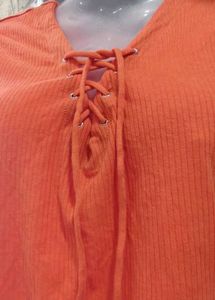 Bright Orange Lace-Up Top