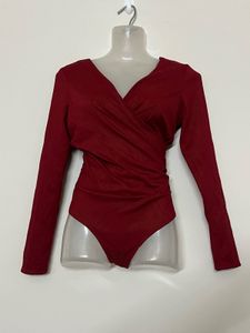 Stylish Red Long Sleeve Bodysuit