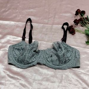 Lace Bralette with Velvet Straps
