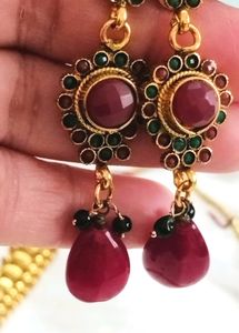 Traditional 1gm Gold Set with Ear Rings