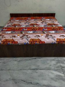 Vibrant Cotton Bedsheet with Village Scene