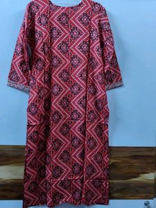 Red Bandhani Kurta Set with Sequins