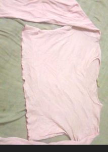 Pink Long Sleeve Crop Top