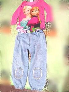 Frozen Elsa & Anna T-shirt and Jeans Set
