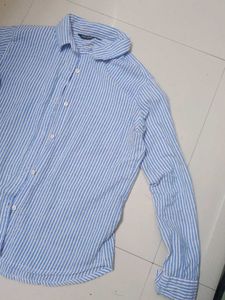 Blue Striped Button-Up Shirt