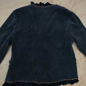 beaded blue corduroy coat/blazer