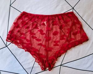 Sheer Red Kiss Print Pajama Shorts