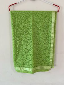 Lime Green Lace Saree with Embellishments