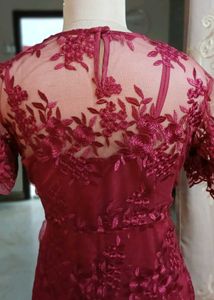 Vero Moda Maroon Lace Overlay Dress L