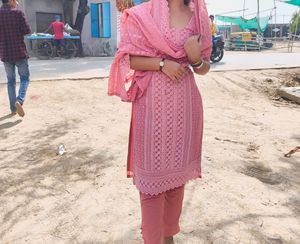 raksha bandhan sequence Peach Chikankari Kurta Set