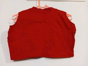 Red Sleeveless Crop top