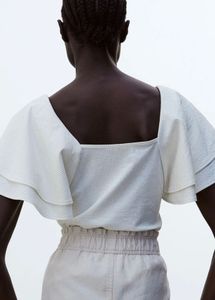 H&amp;M Flutter Sleeve Square Neck Top