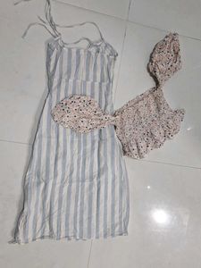 Striped Midi Dress with Floral Top