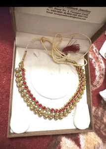 Elegant Indian Necklace with Red Stones