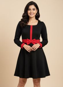Black & Red Fit & Flare Dress