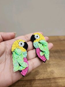 Parrot Beaded Statement Earrings