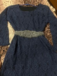 Blue One Piece Dress Without Belt