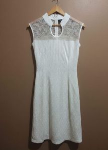 Elegant Lace Detail White Dress