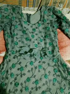 Elegant Green Embroidered Gown